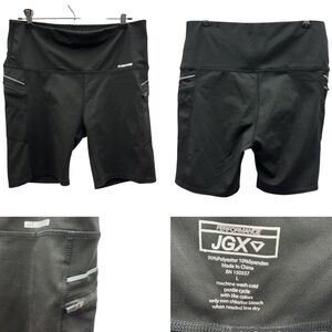 JGX Active Black High Waist Zip Pocket and Reflector Performance Shorts Womens L